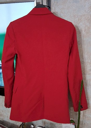 Kırmızı Düğmeli Kadın Blazer Ceket - Görsel 2