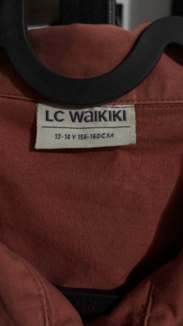 LCW Düğmeli Kahverengi Keten Çocuk Gömlek - Görsel 5