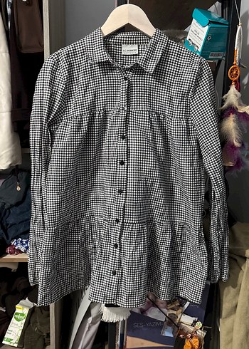 Siyah Beyaz Kareli Uzun Kollu Pamuklu Gömlek 13-14 yaş - Görsel 3