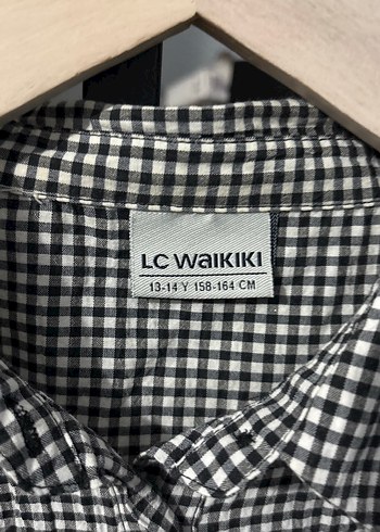 Siyah Beyaz Kareli Uzun Kollu Pamuklu Gömlek 13-14 yaş - Görsel 4