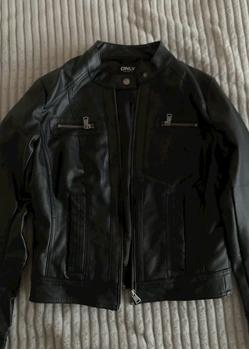 Siyah Deri Biker Ceket