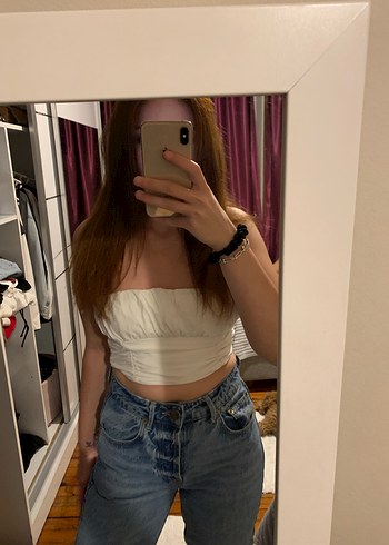 Zara Beyaz Straplez Crop Top Zara