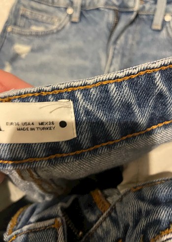 Kadın Lacivert Bağcıklı Mini Denim Şort - Görsel 3