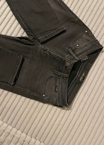 Fermuarlı Gri siyah Denim Pantolon - Görsel 5