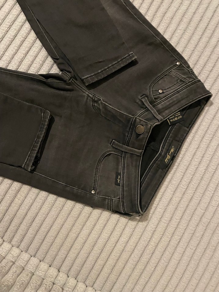 Fermuarlı Gri siyah Denim Pantolon - Görsel 5