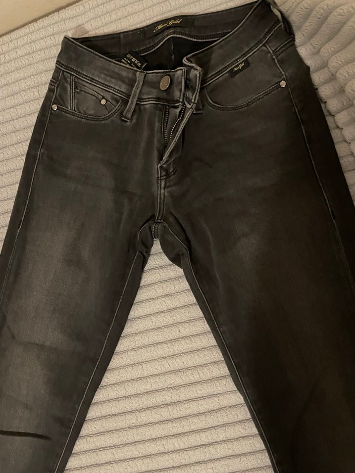 Fermuarlı Gri siyah Denim Pantolon - Görsel 3