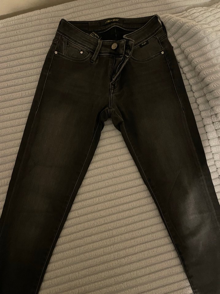 Fermuarlı Gri siyah Denim Pantolon - Görsel 2