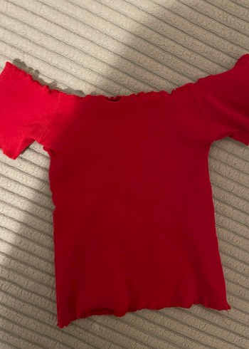 Kırmızı Fırfırlı  Yaka Kadın Bluz - Görsel 3