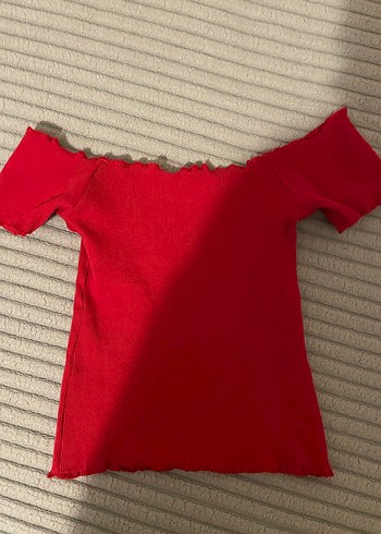 Kırmızı Fırfırlı  Yaka Kadın Bluz - Görsel 2