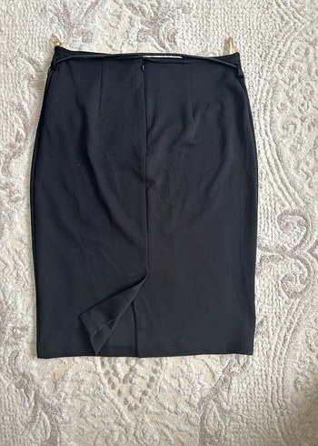 Siyah Midi Bel Detaylı etek - Görsel 2