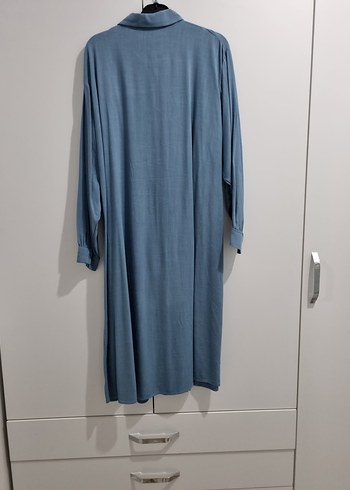 Diğer Uzun Kollu Mavi Keten Uzun Tunik