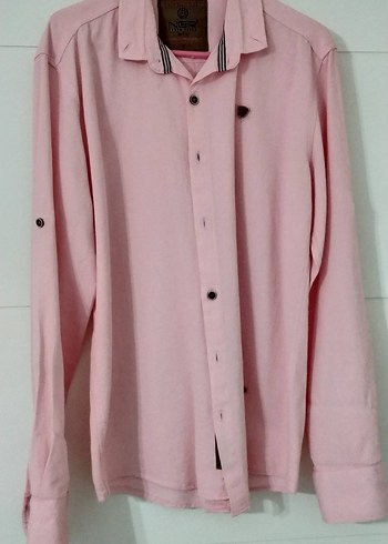 Pembe Düğmeli Erkek Gömlek, Rahat Kesim