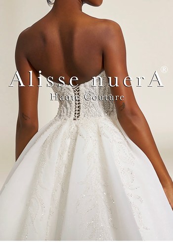 Beyaz Straplez A Kesim Uzun Gelinlik - Görsel 4