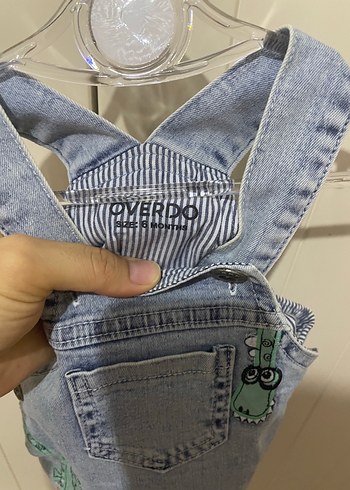3-6 Ay Beden Erkek Çocuk Nakışlı Kot Salopet