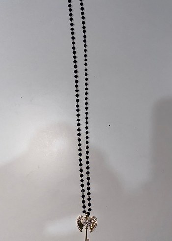 Kanatlı Anahtar Detaylı Uzun Zincir Kolye - Görsel 2