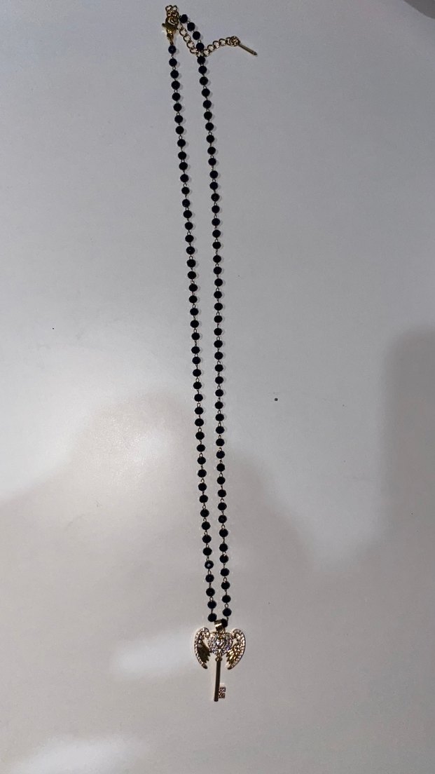 Kanatlı Anahtar Detaylı Uzun Zincir Kolye - Görsel 2