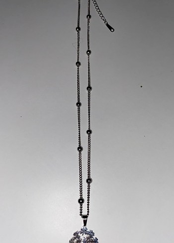 Uzun Zincirli Mavi Çiçekli Gotik Kolye - Görsel 2