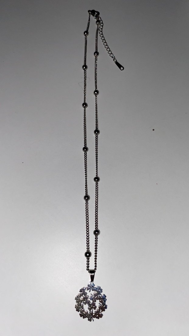 Uzun Zincirli Mavi Çiçekli Gotik Kolye - Görsel 2