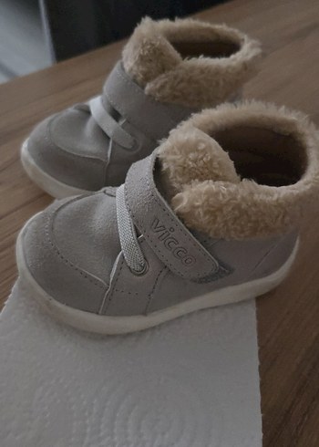 Gri Polar İlk Adım Kız Ayakkabısı Velcro - Görsel 3