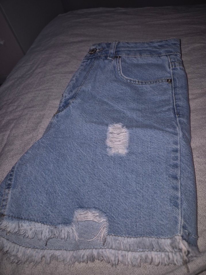 Düğmeli Kadın Mavi Mini Denim Şort - Görsel 3