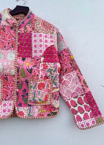 diğer Beden pembe Renk Pembe Patchwork Ceket