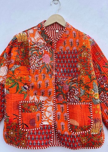 diğer Beden Turuncu Patchwork Ceket (Ön Sipariş)