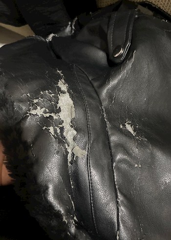xl Beden Siyah Kürklü Biker Deri Ceket