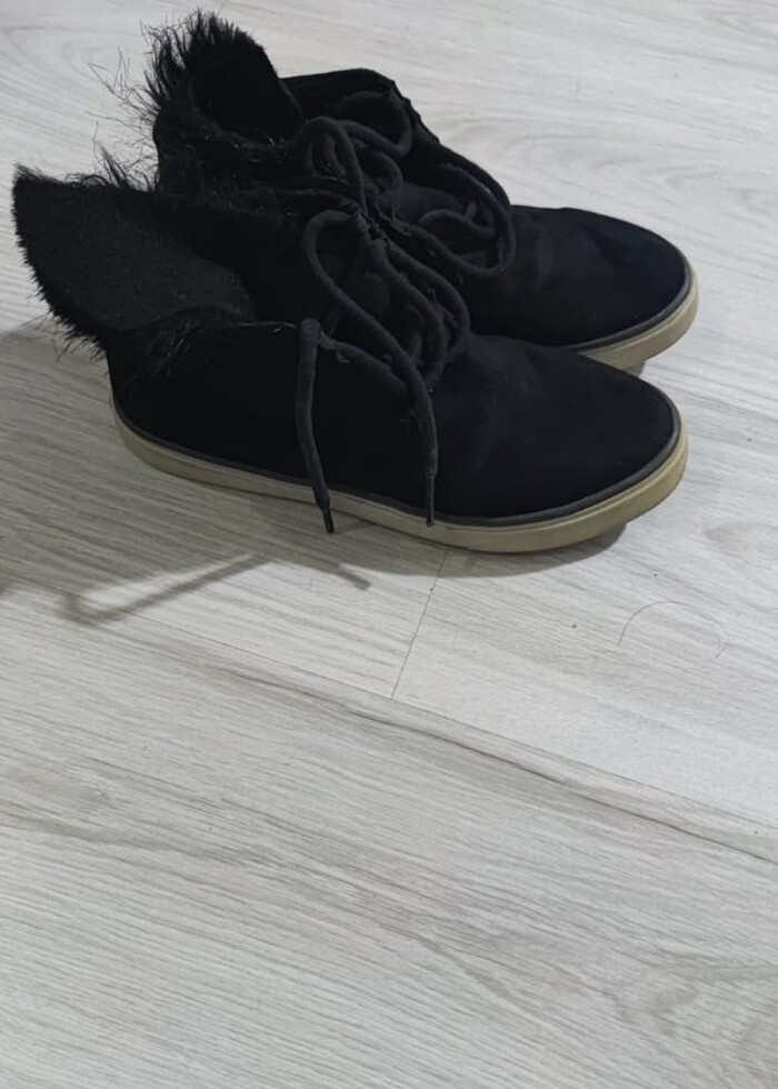 Kadın siyah bağcıklı ayakkabı  - Görsel 2