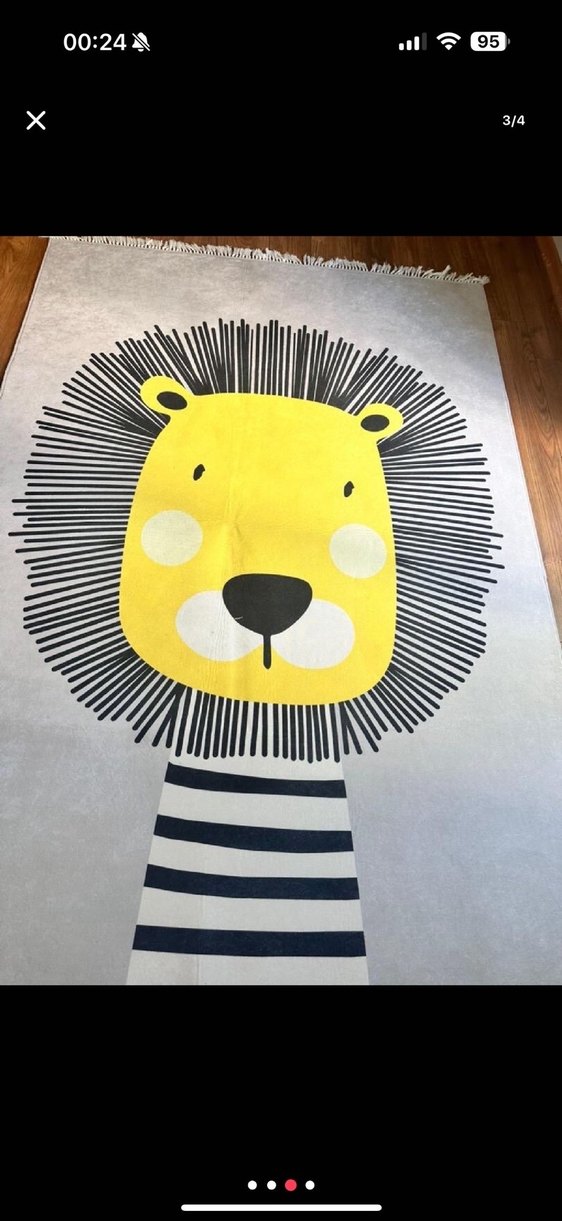 Çocuk Halısı, Renkli Aslan Desenli - Görsel 3