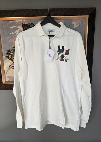 Hermes Ekru Polo Yaka Uzun Kollu Tisort