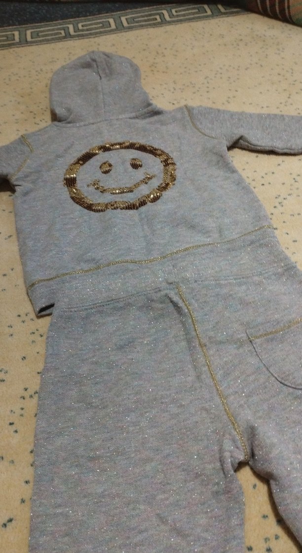 Kız Gri Fermuarlı Sweatshirt ve Eşofman Takımı - Görsel 4