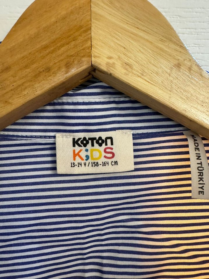 Mavi Çizgili Kız Gömlek - Görsel 3