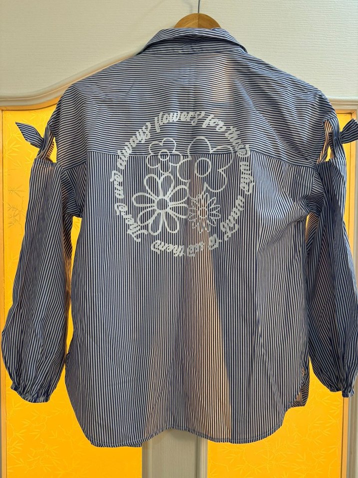 Mavi Çizgili Kız Gömlek - Görsel 2