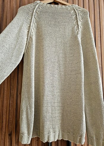 Bej Örgü Bohem Retro Kadın Kazak - Görsel 3