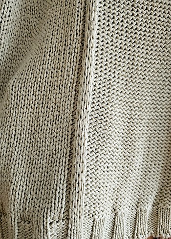 Bej Örgü Bohem Retro Kadın Kazak - Görsel 4