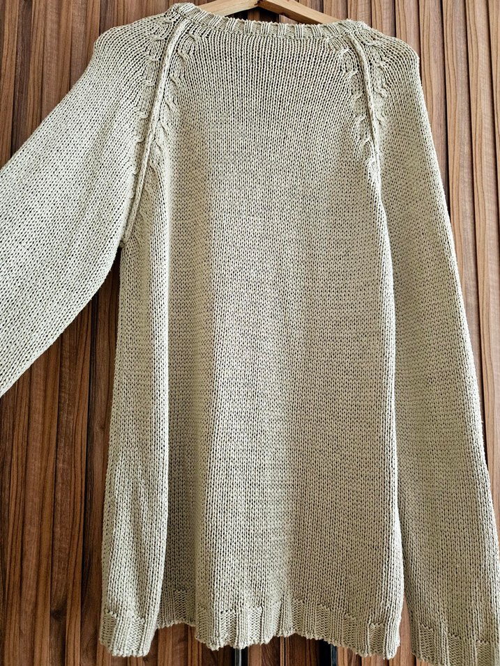 Bej Örgü Bohem Retro Kadın Kazak - Görsel 3