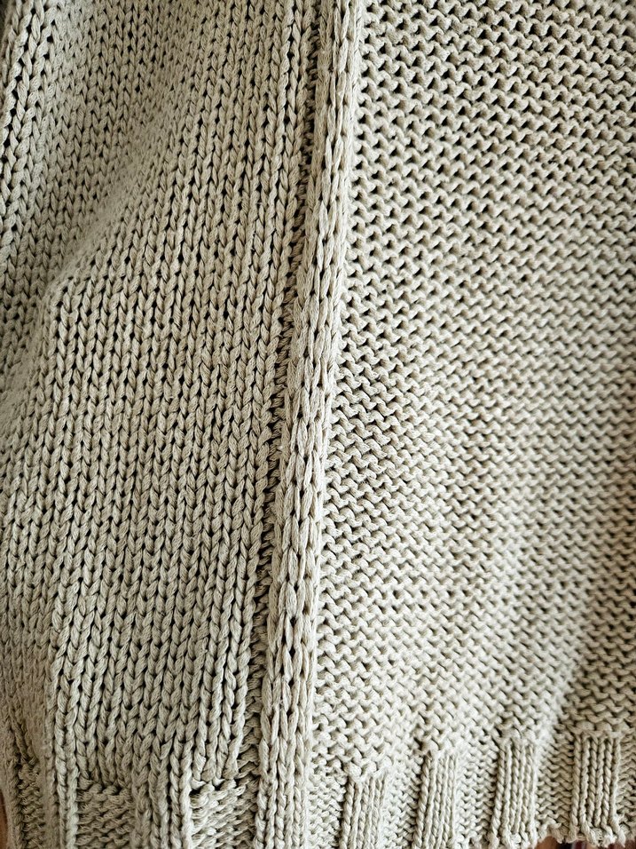 Bej Örgü Bohem Retro Kadın Kazak - Görsel 4