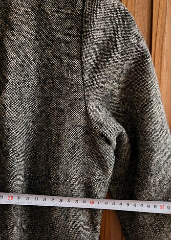 Gri Pliseli Kadın Triko Elbise Vintage Retro - Görsel 4