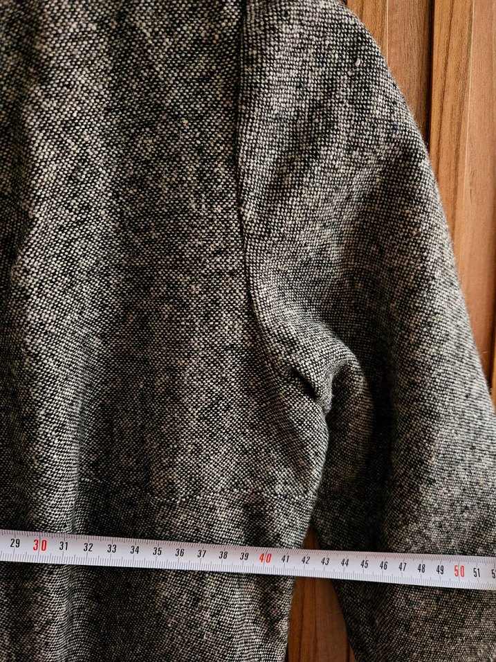 Gri Pliseli Kadın Triko Elbise Vintage Retro - Görsel 4