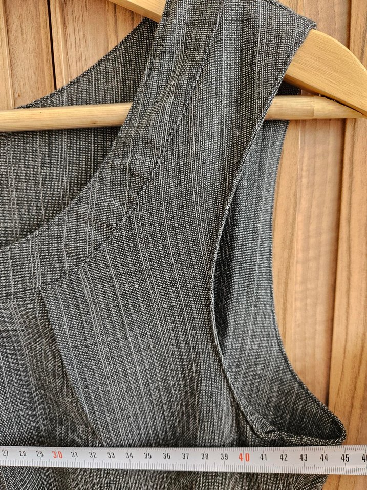 Gri Keten Midi Vintage Elbise/ Jile - Görsel 5