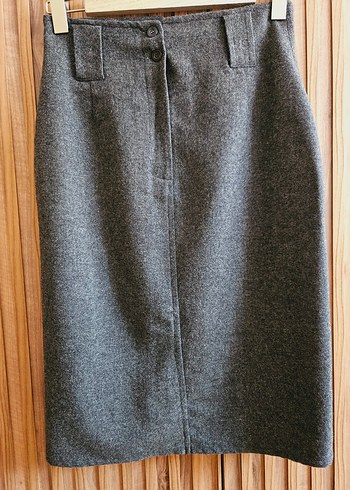 Kaşe Vintage Retro Kışlık Midi Etek - Görsel 3