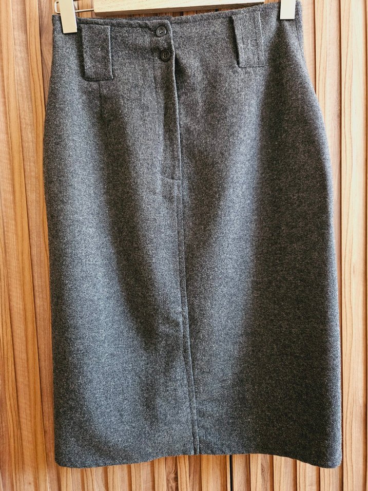 Kaşe Vintage Retro Kışlık Midi Etek - Görsel 3