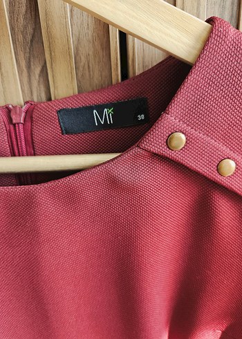 Klasik Midi Boy Kırmızı Bordo Elbise - Görsel 5