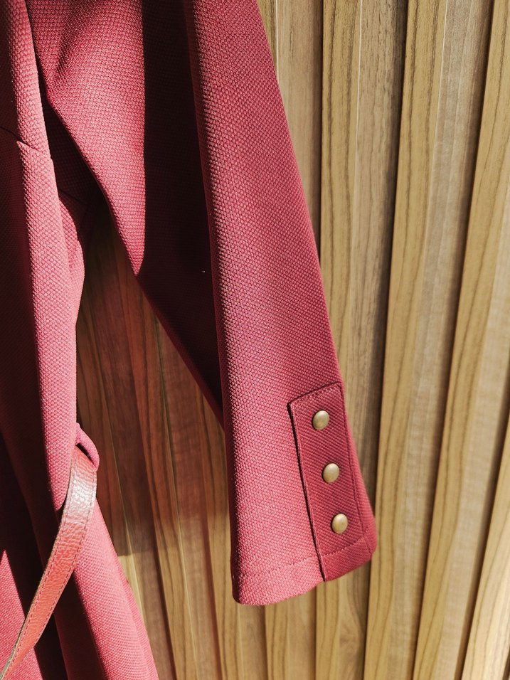 Klasik Midi Boy Kırmızı Bordo Elbise - Görsel 4