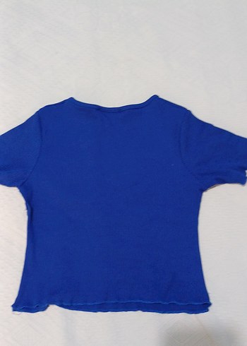 Mavi Kısa Kollu Basic Tişört - Görsel 2