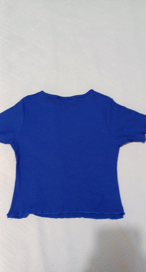 Mavi Kısa Kollu Basic Tişört - Görsel 2