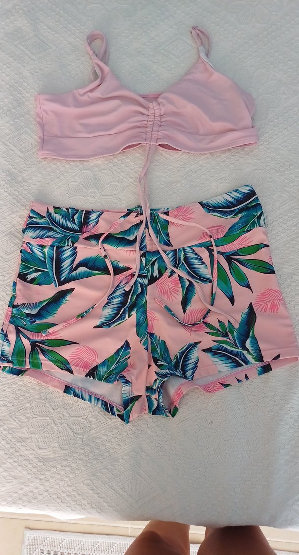 Pembe Desenli Mini Hamile Şortu - Görsel 3