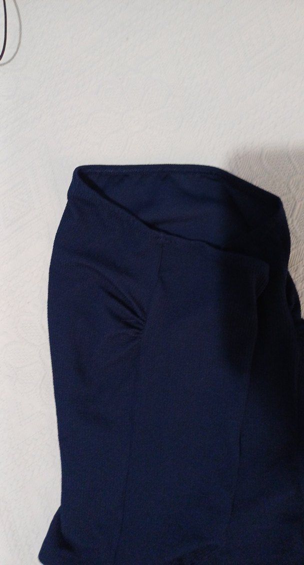 lacivert renkte straplez bluz - Görsel 3