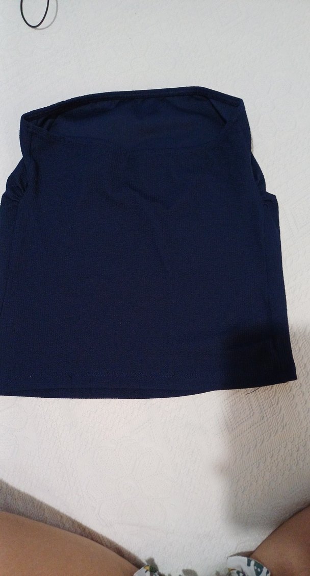 lacivert renkte straplez bluz - Görsel 2