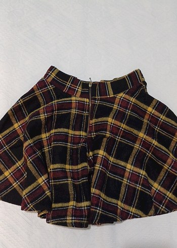 Ekose Desenli Pileli Midi Etek - Görsel 2